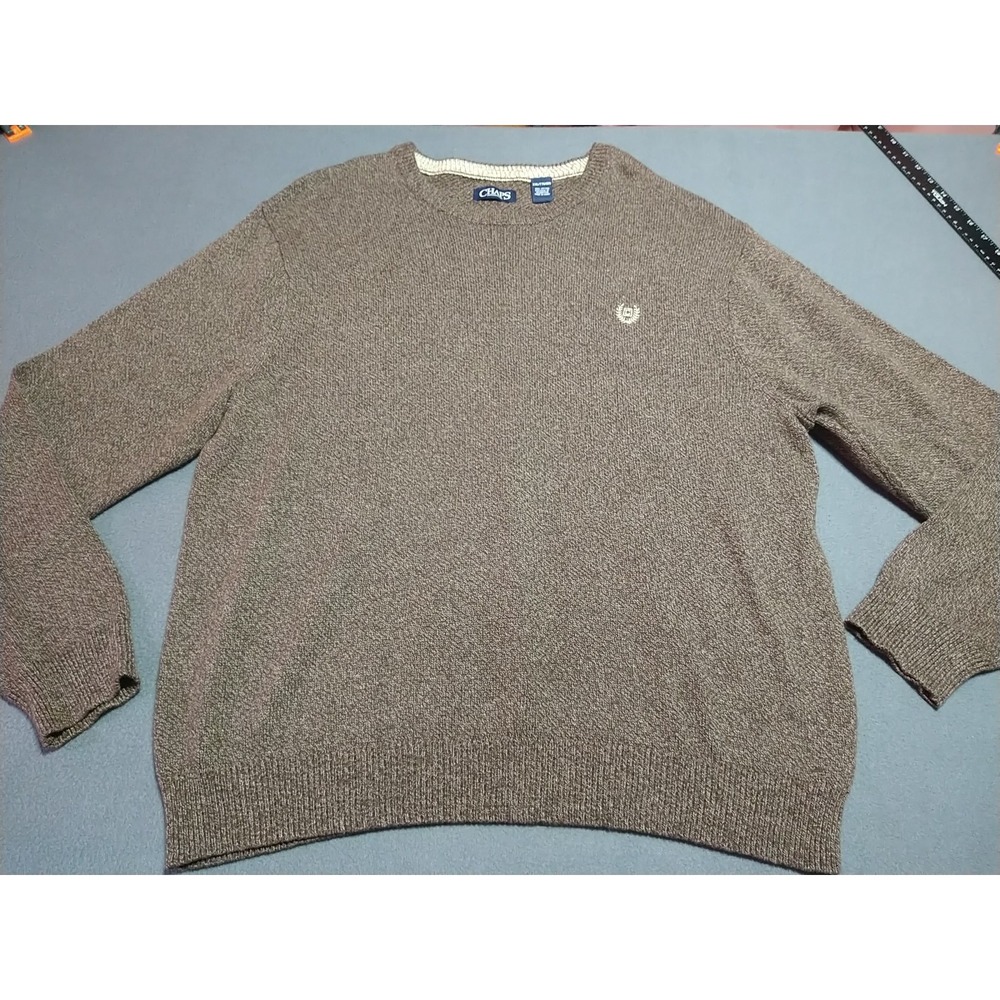 Chaps Sweater Men XXL Brown Long Sleeve Crew Neck Pullover Classic Preppy Office